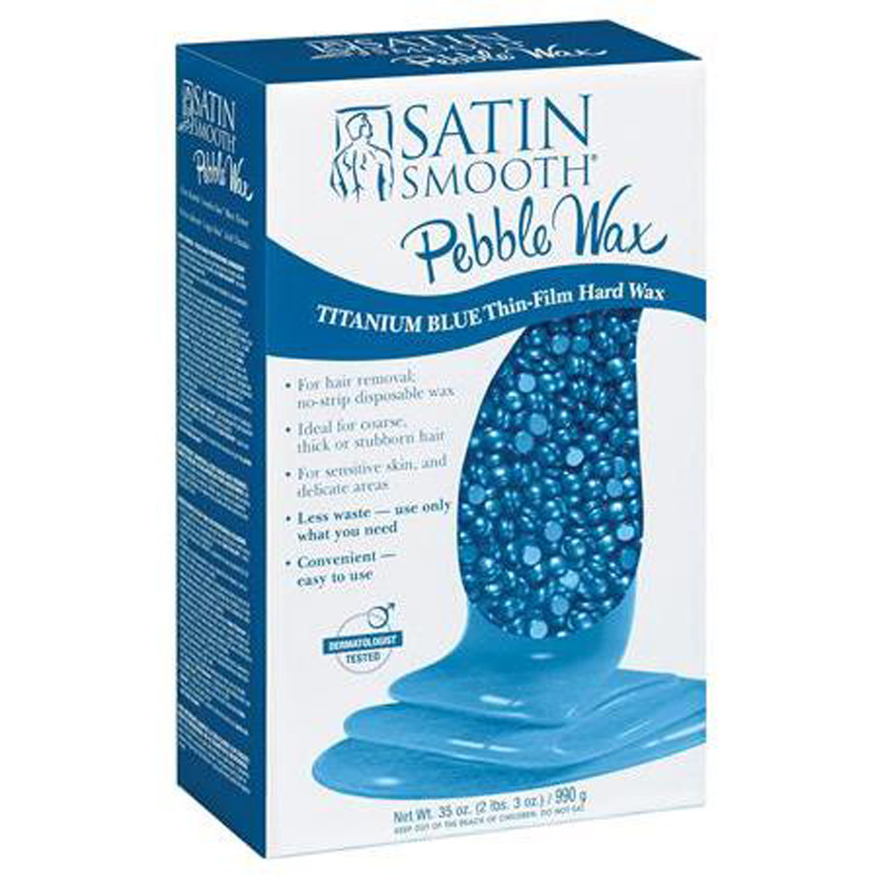 Satin Smooth Titanium Blue Thin Film Pebble Wax - 35 oz. ( 2 lbs. 3 oz.)/ 990 g
