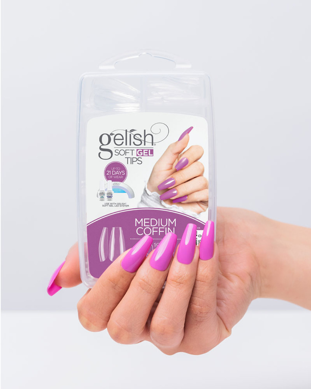 Gelish Soft Gel Tips Medium Coffin - 110 CT