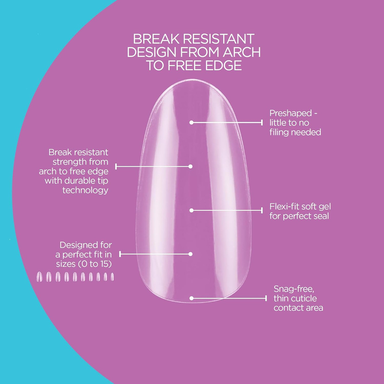 Gelish Soft Gel Tips Medium Stiletto Natural - 160 CT