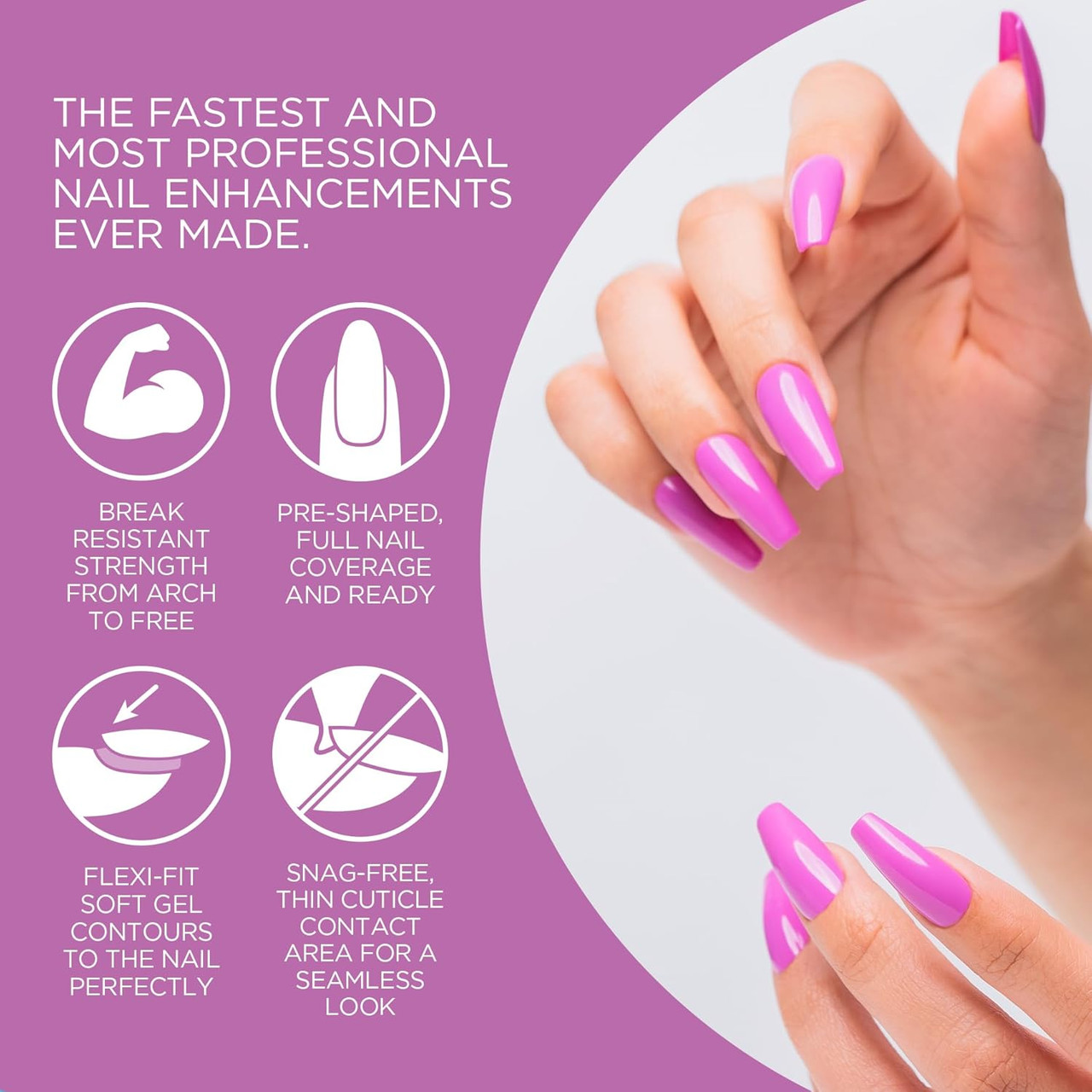 Gelish Soft Gel Tips Medium Coffin Natural - 160 CT