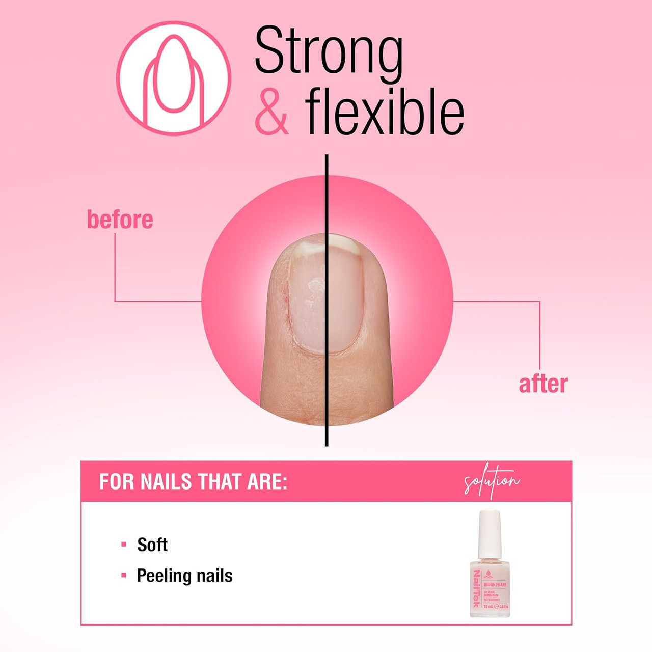 Nail ek Ridge Filler Formula 3 - For Hard & Brittle Nails, 0.5 fl oz