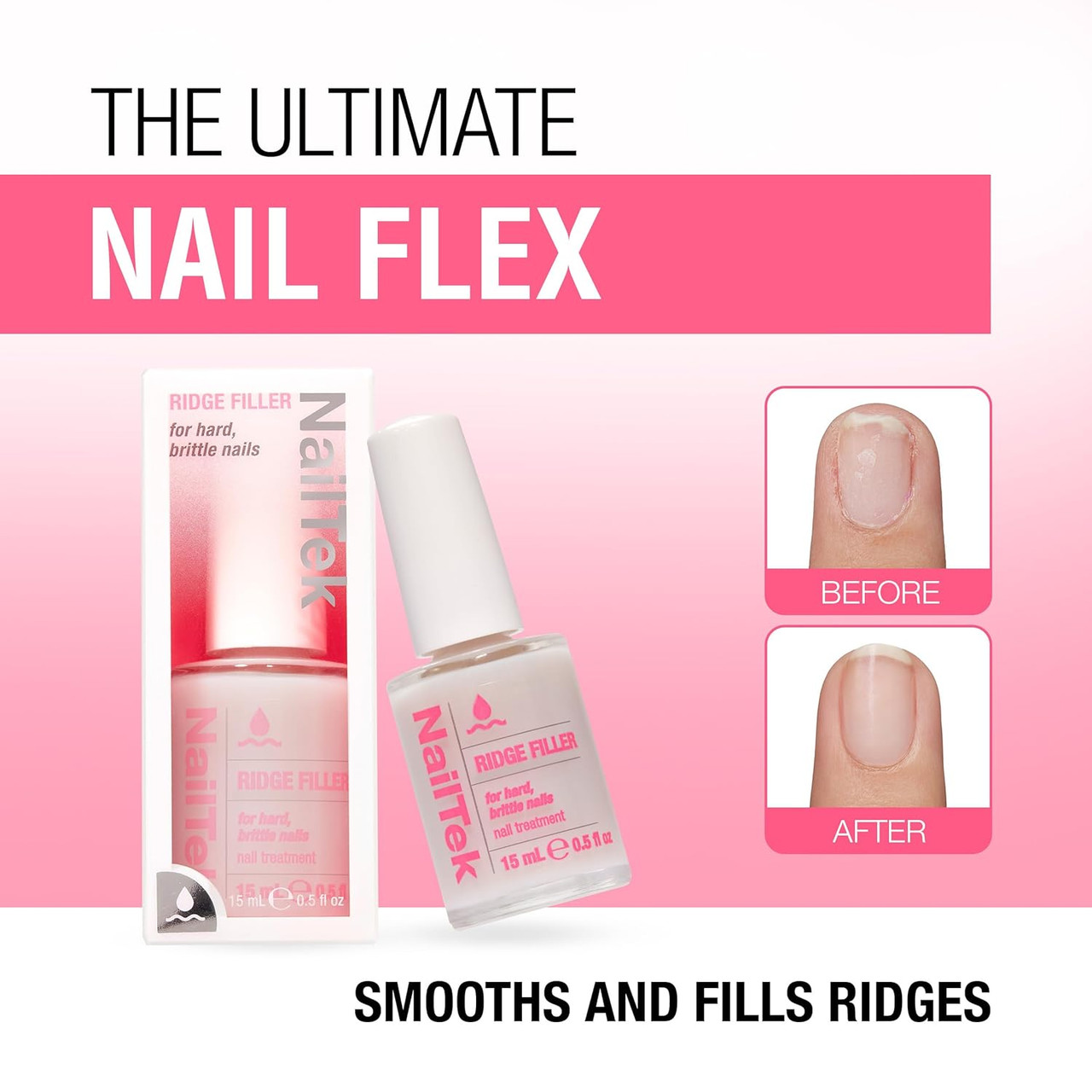 Nail ek Ridge Filler Formula 3 - For Hard & Brittle Nails, 0.5 fl oz