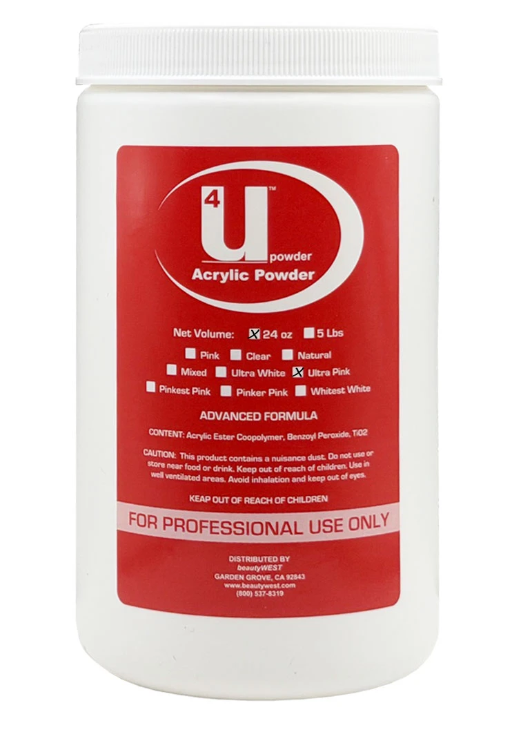 U4 Acrylic Nail Powder Ultra Pink - 24 oz