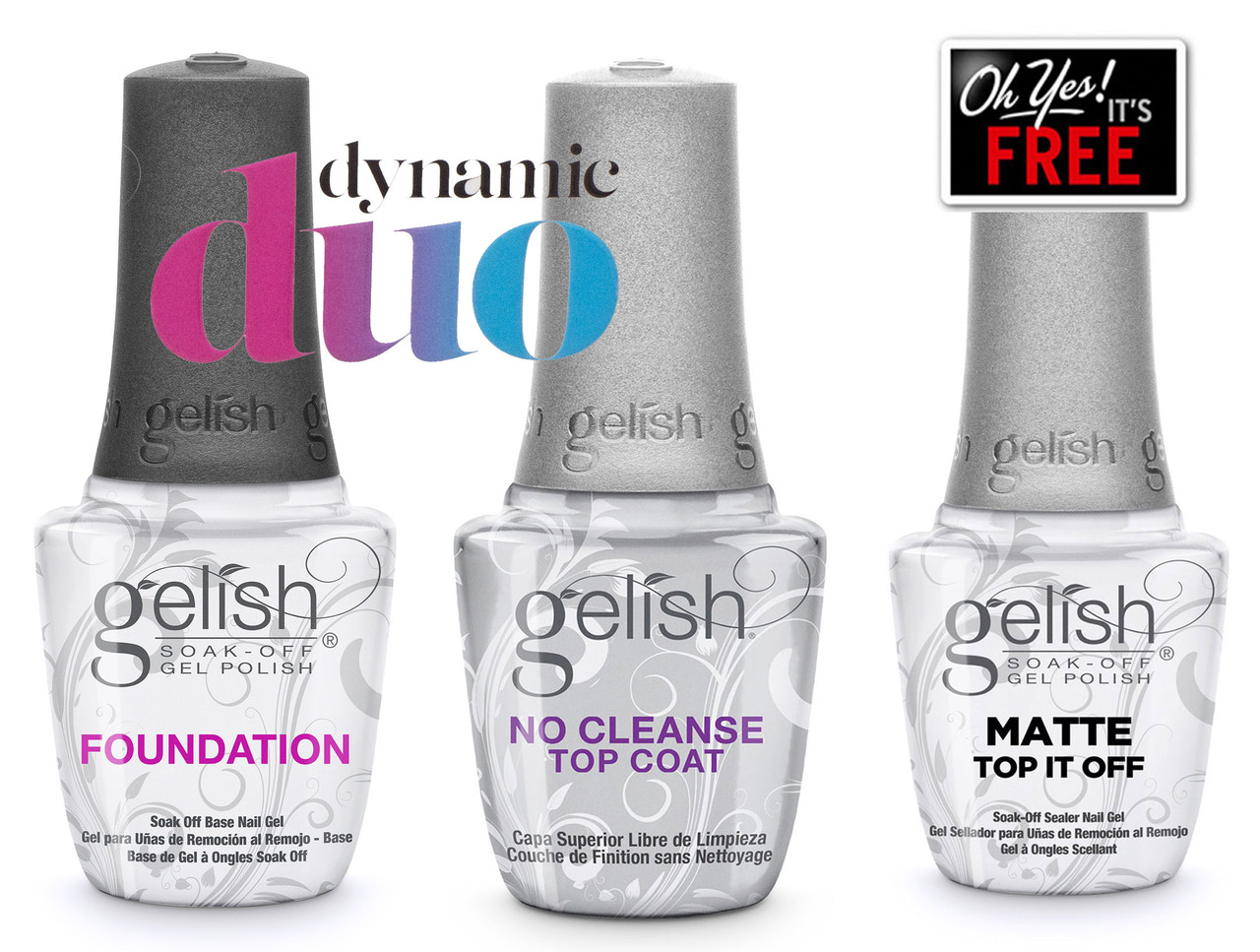 Gelish Foundation + Gelish No Cleanse Top Coat + FREE Gelish Top Coat of Your Choice