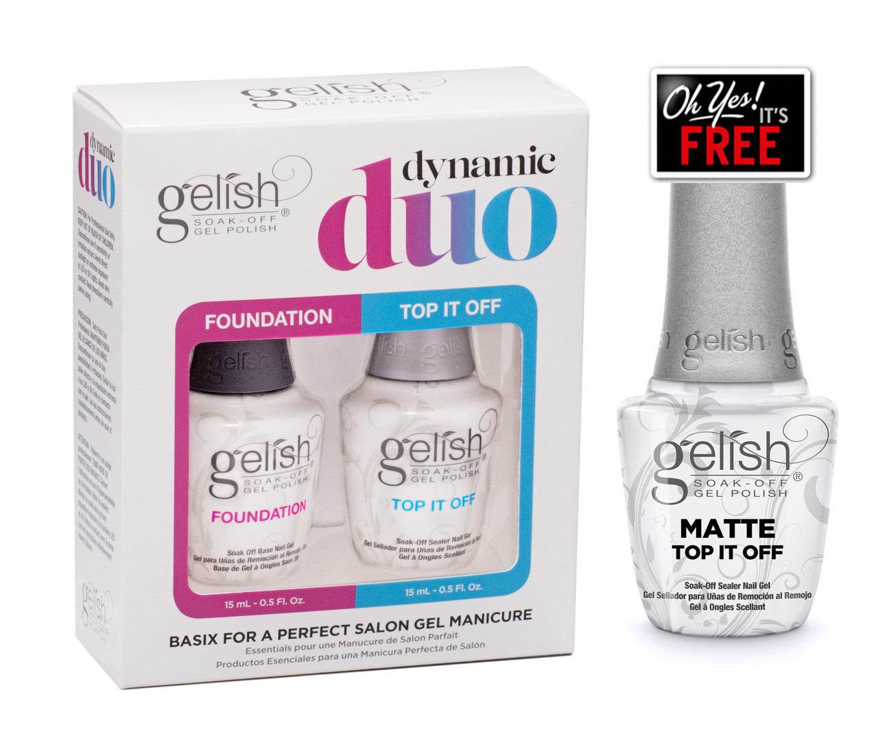 Gelish Foundation + Gelish Matte No Cleanse Top Coat + FREE Gelish Top Coat of Your Choice