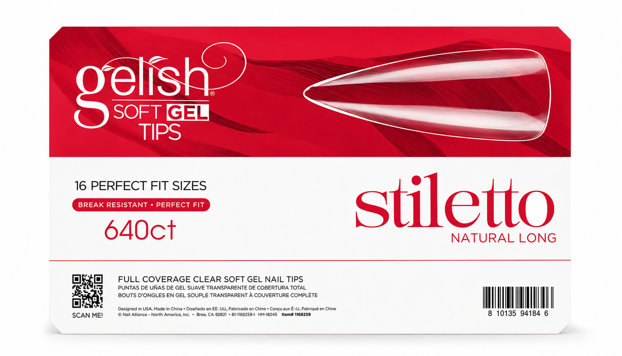 Gelish Soft Gel Tips Long Stiletto - 640 CT