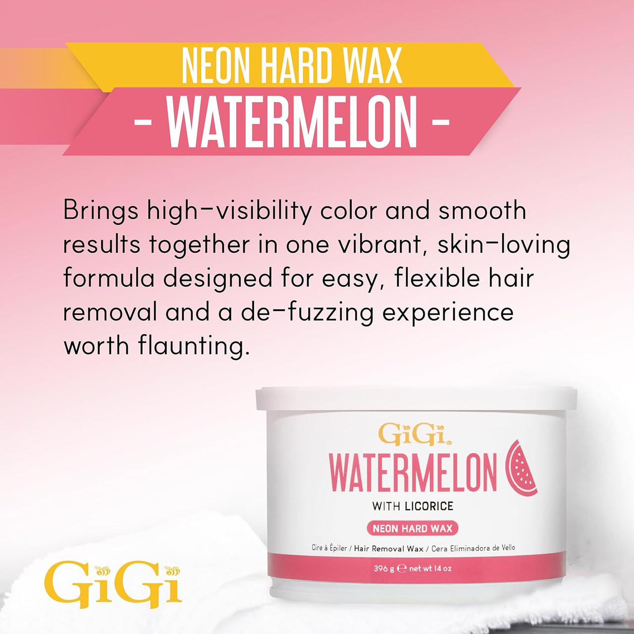 GiGi Neon Hard Wax Watermelon - 14oz