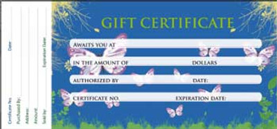 Gift Certificate - 50ct / Design BUTTERFLY (GC104)