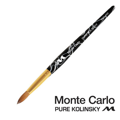 Monte Carlo Kolinsky Black Marble Acrylic Handle/Nail Brush #12
