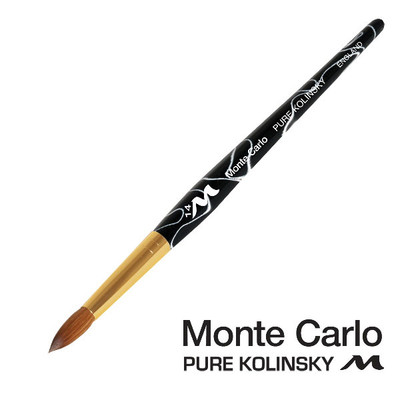 Monte Carlo Kolinsky Black Marble Acrylic Handle/Nail Brush #14
