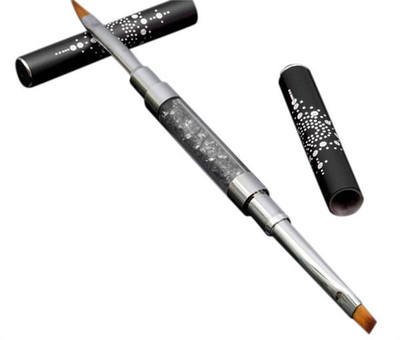Nail Art Rhinestone Handle Double-headed Acrylic Brush Pen BLACK