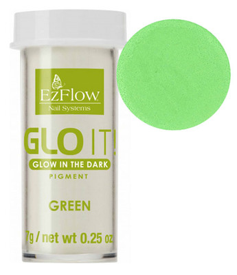 EzFlow Nail Systems GLO IT! Glow in the Dark Pigments - Green 7g / 0.25 oz