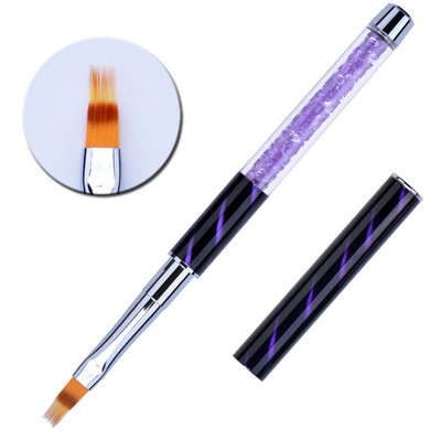 Professional Metal Nail Art Ombre Brush - Purple Rhinestone Handle