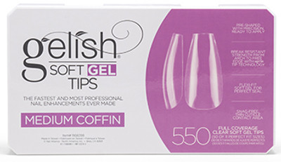 Nail Harmony Gelish Soft Gel Tips Medium Coffin - 550 CT