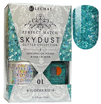 LeChat Perfect Match Sky Dust Glitter  Gel Polish + Nail Lacquer Gamma Ray - 5 oz