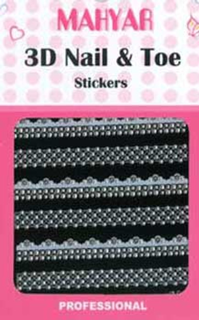 3D Jeweled Nail & Toe Stickers - N01 White