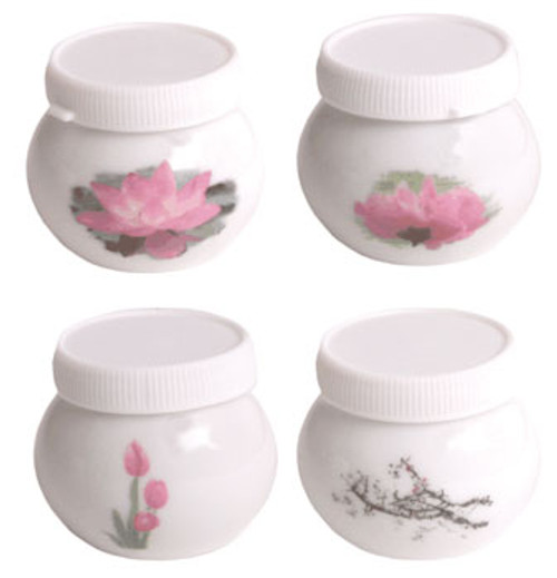 Porcelain Liquid Jar with Air-sealed Lid - Flower Design