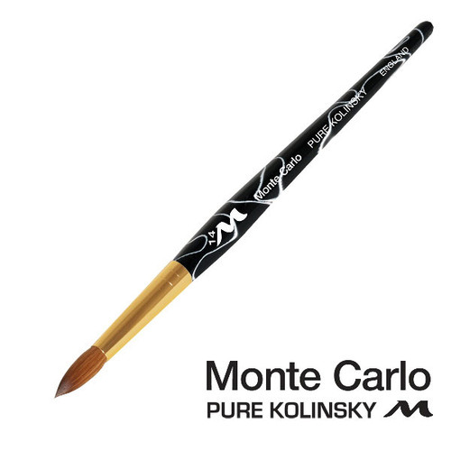 Monte Carlo Kolinsky Black Marble Acrylic Handle/Nail Brush #14 Monte Carlo Kolinsky Black Marble Acrylic Handle/Nail Brush #14