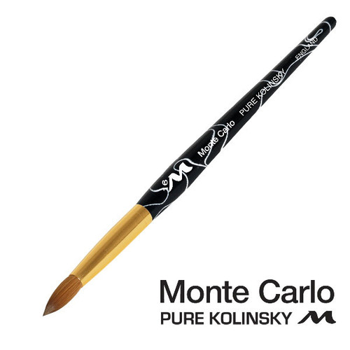 Monte Carlo Kolinsky Black Marble Acrylic Handle/Nail Brush #16 Monte Carlo Kolinsky Black Marble Acrylic Handle/Nail Brush #16