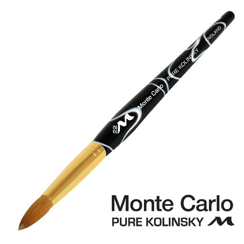Monte Carlo Kolinsky Black Marble Acrylic Handle/Nail Brush #22 Monte Carlo Kolinsky Black Marble Acrylic Handle/Nail Brush #22