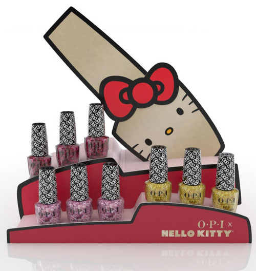 OPI Classic Nail Lacquer Holiday 2019 Hello Kitty Collection - 9 PC Glitter Chipboard Display