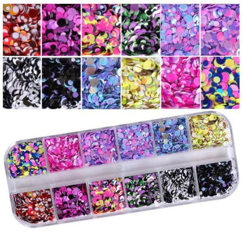 Nail Art Glitter 3D Ultrathin Sequins Flakes 1/2/3mm Sparkly Mixed Color Set