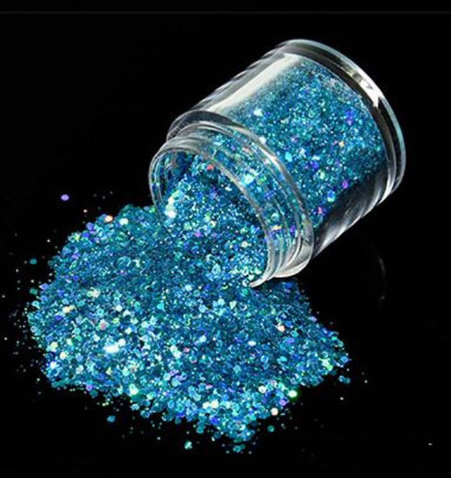 Nail Art Holographic Glitter Laser Shining Powder - Blue 10 mL