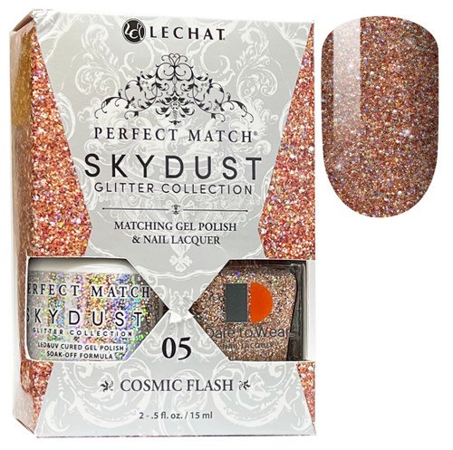 LeChat Perfect Match Sky Dust Glitter  Gel Polish + Nail Lacquer Cosmic Flash - 5 oz