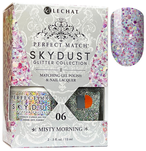 LeChat Perfect Match Sky Dust Glitter  Gel Polish + Nail Lacquer Misty Morning - 5 oz LeChat Perfect Match Sky Dust Glitter  Gel Polish + Nail Lacquer Misty Morning - 5 oz