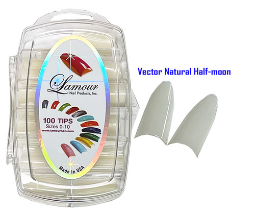 Lamour Vector Straight Natural Half-moon Tips - 100 ct