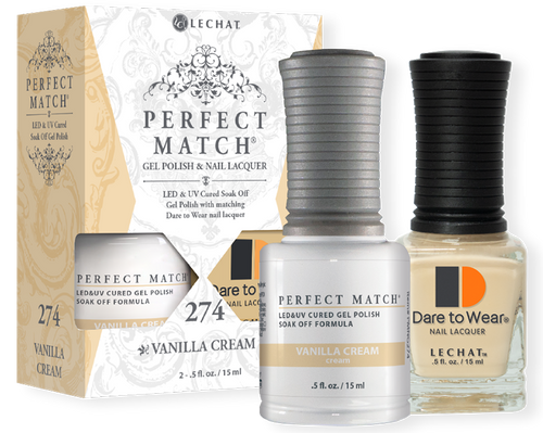 LeChat Perfect Match Gel Polish & Nail Lacquer Vanilla Cream - .5oz