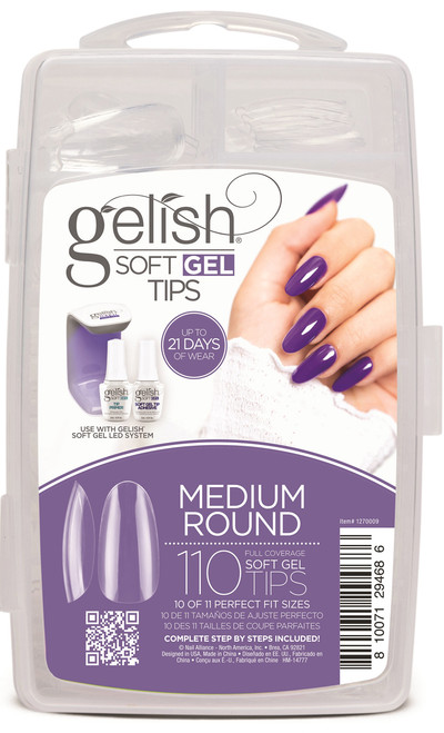 Nail Harmony Gelish Soft Gel Tips Medium Round - 110 CT