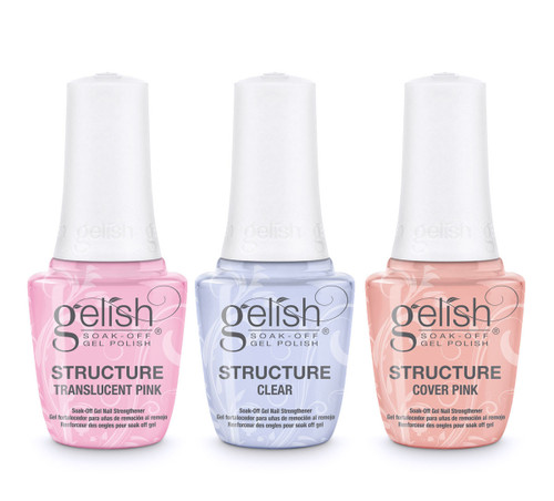 Gelish Brush-On Structure Gel Set - Clear, Translucent Pink & Cover Pink (3 x 15ml)