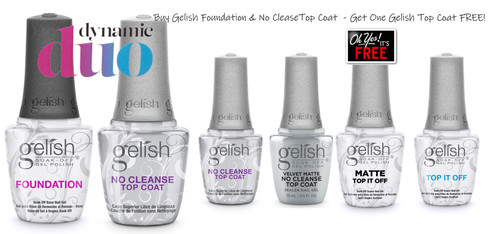 Gelish Foundation + Gelish No Cleanse Top Coat + FREE Gelish Top Coat of Your Choice