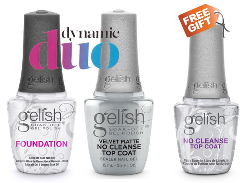 Gelish Foundation + Gelish Velvet Matte No Cleanse Top Coat + FREE Gelish Top Coat of Your Choice