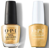 OPI DUO GelColor + Matching Classic Nail Lacquer This Gold Sleighs Me