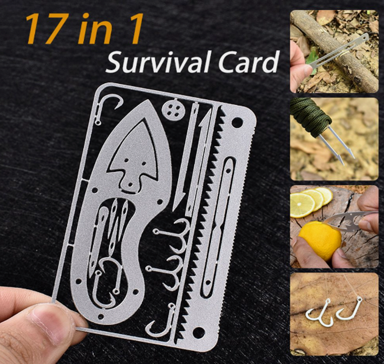 Buspoll Survival Card,18-in-1 EDC Wallet Multifunction Survival Tool kit  for Camping, Hiking,Fishing Card Survival