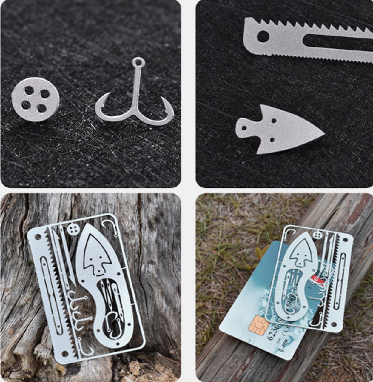 New 17 In 1 Fishing Gear Hook Card Outdoor EDC Tools Outdoor Camping Equipment  Emergency Supplies Multifunctional Survival Tools - AliExpress