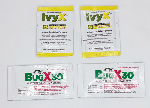 IxyX Post Contact Skin Cleanser  (2 Pack) & 5ml BugX Insect Repellent Towelettes (2 Pack) Combo Pack