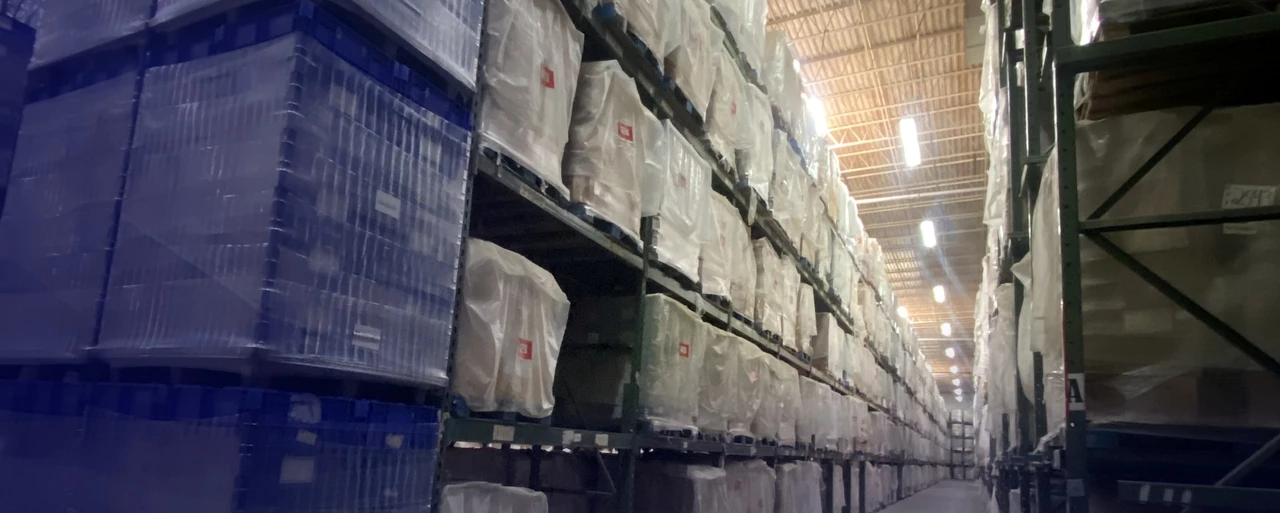 OCO Components warehouse racking with wrapped pallets