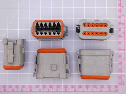 DEUTSCH DT06-12SA-EP06 PLG, 12P, GRY, N, SEAL RET,ENH KEY,CAP,A, Automotive Connectors 12P DT PLG ASM, END