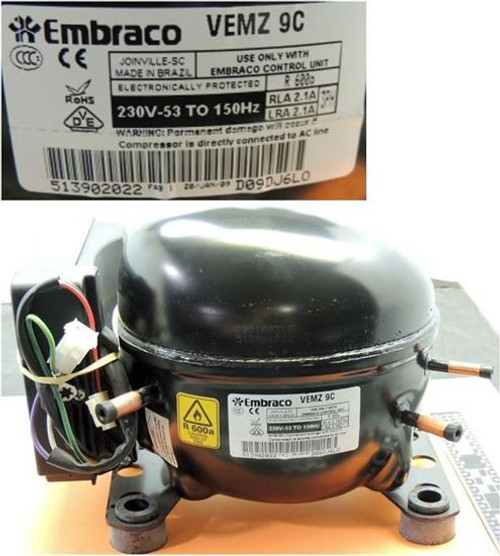Lot of 2 EMBRACO VEMZ 9C VEMZ 9C Compressor 388083