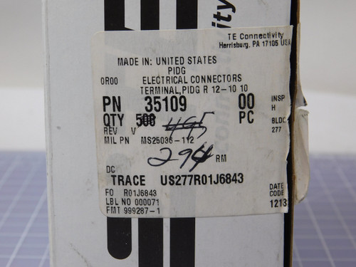 TE CONNECTIVITY 35109  X93652 CONN RING CIRC 10-12AWG #10