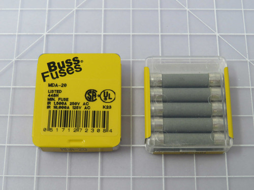 Lot of 33 COOPER BUSSMANN MDA-20  X96289 Cartridge Fuses 20A 250V