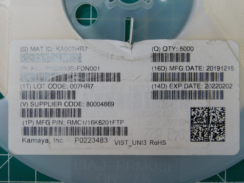 KAMAYA RMC1/16K6201FTP  X92509 Thick Film Resistors - SMD 0603 6K2 1% KAMAYA RMC1/16K6201FTP  X92509 Thick Film Resistors - SMD 0603 6K2 1%