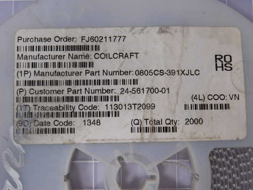 Lot of 588 COILCRAFT 0805CS-391XJLC  X93260 Fixed Inductors 0805 390nH Unshld 5% 1.5Ohms AEC-Q200