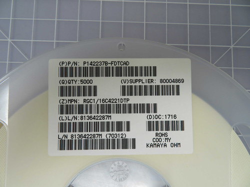 Lot of 20000 KAMAYA RGC1/16C4221DTP  X95750 Thick Film Resistors - SMD 0603 4K22 0.5% Lead Free