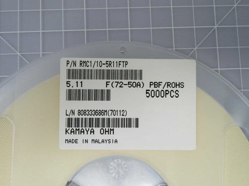 Lot of 20000 KAMAYA RMC1/10-5R11FTP  X95786 Thick Film Resistors - SMD Lot of 20000 KAMAYA RMC1/10-5R11FTP  X95786 Thick Film Resistors - SMD
