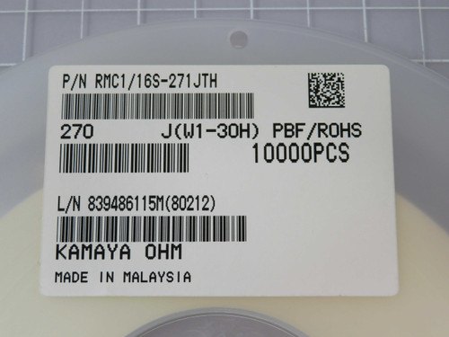 KAMAYA RMC1/16S-271JTH  X97702 Thick Film Resistors - SMD 0402 270R 5% Lead Free KAMAYA RMC1/16S-271JTH  X97702 Thick Film Resistors - SMD 0402 270R 5% Lead Free