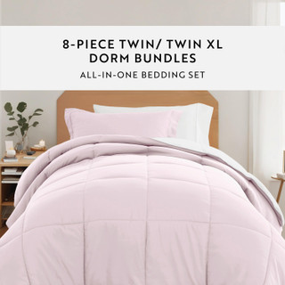 Thumbnail 11: IENJOY HOME IENJOY HOME 8 Piece Solid Comforter Dorm Set Bundle 